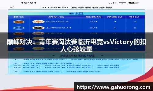 巅峰对决：青年赛淘汰赛临沂电竞vsVictory的扣人心弦较量